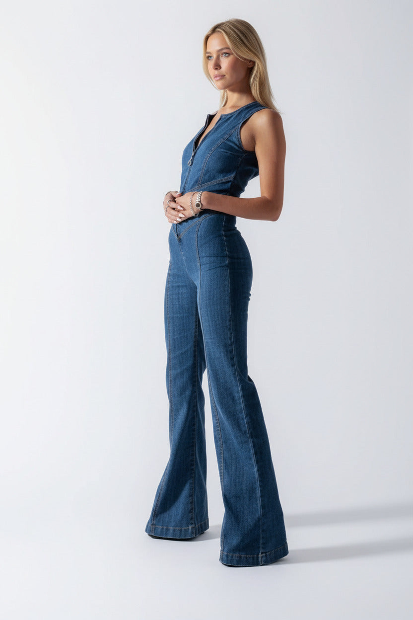 IndigoEase Denim Jumpsuit