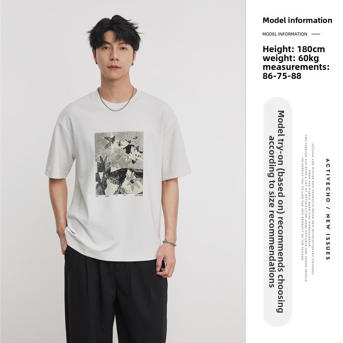 Teem Cotton Blend T-Shirt with Artistic Print and Loose Fit