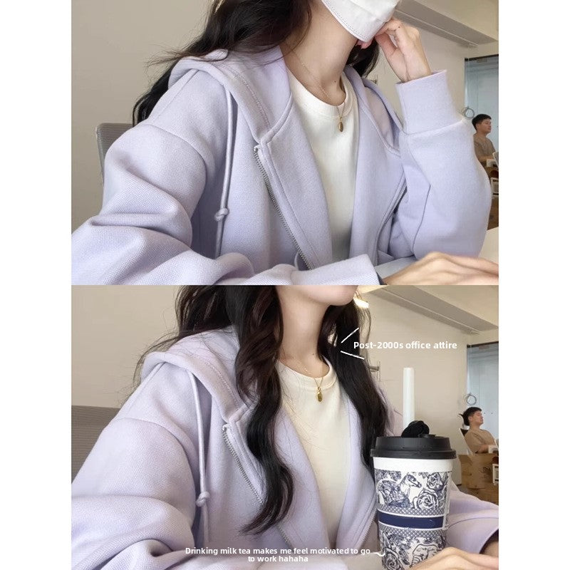 Womens Loose Fit Hooded Jacket