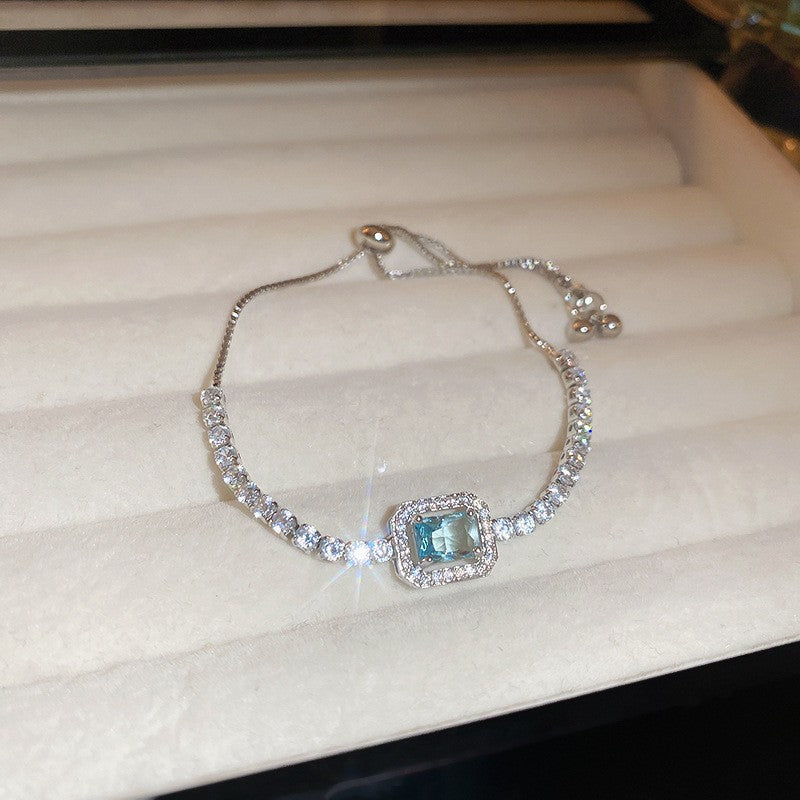 French Style Pink Zircon Flower Bracelet