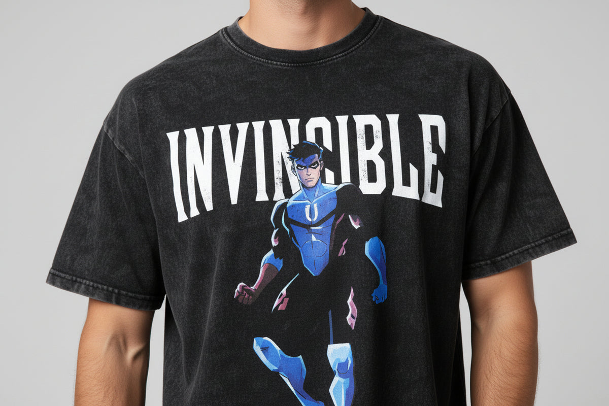 Cartoon Print Cotton T-shirt with Double-Sided Design