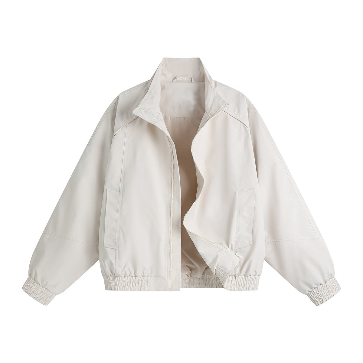 Modern Stand-Collar Zip-Up Jacket in Versatile Lightweight Fabric