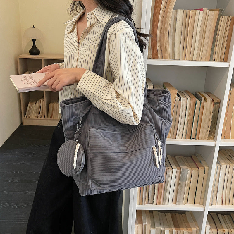 Velvetline Corduroy Bucket Tote Bag