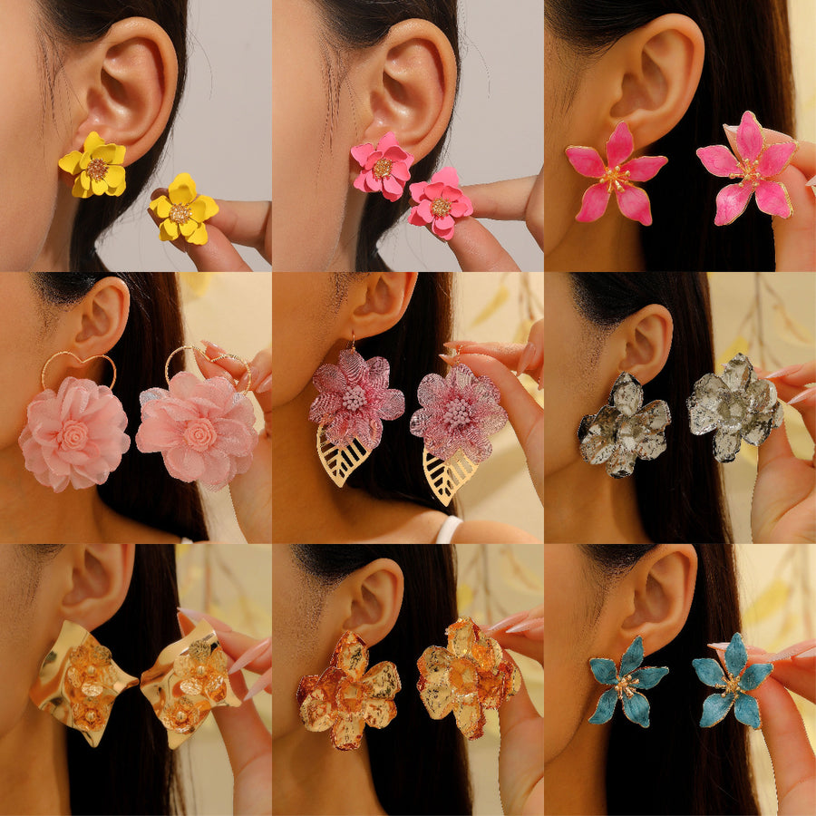 Fashion Floral Frosted Earrings for Women