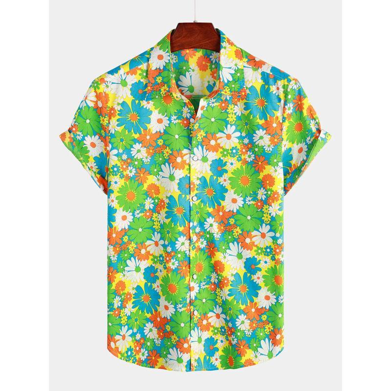 Men's Floral Tshirt - Breathable Quick-Dry Polyester