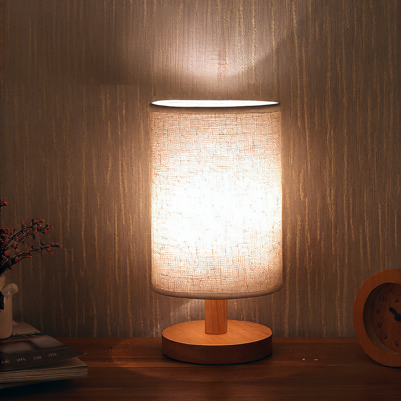 Nordic Wood Fabric USB Table Lamp with Remote Dimming