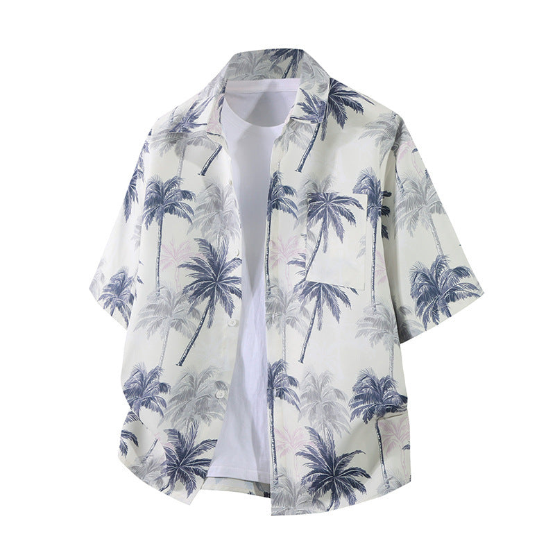 Men's Floral Print Casual Shirt - Lightweight Polyester, Multiple Colors
