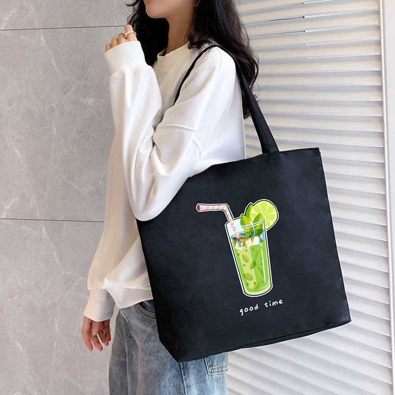 Canvas Tote Bag with Trendy Prints