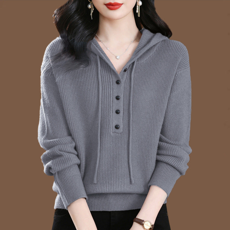 Womens Hooded Knitted Sweater