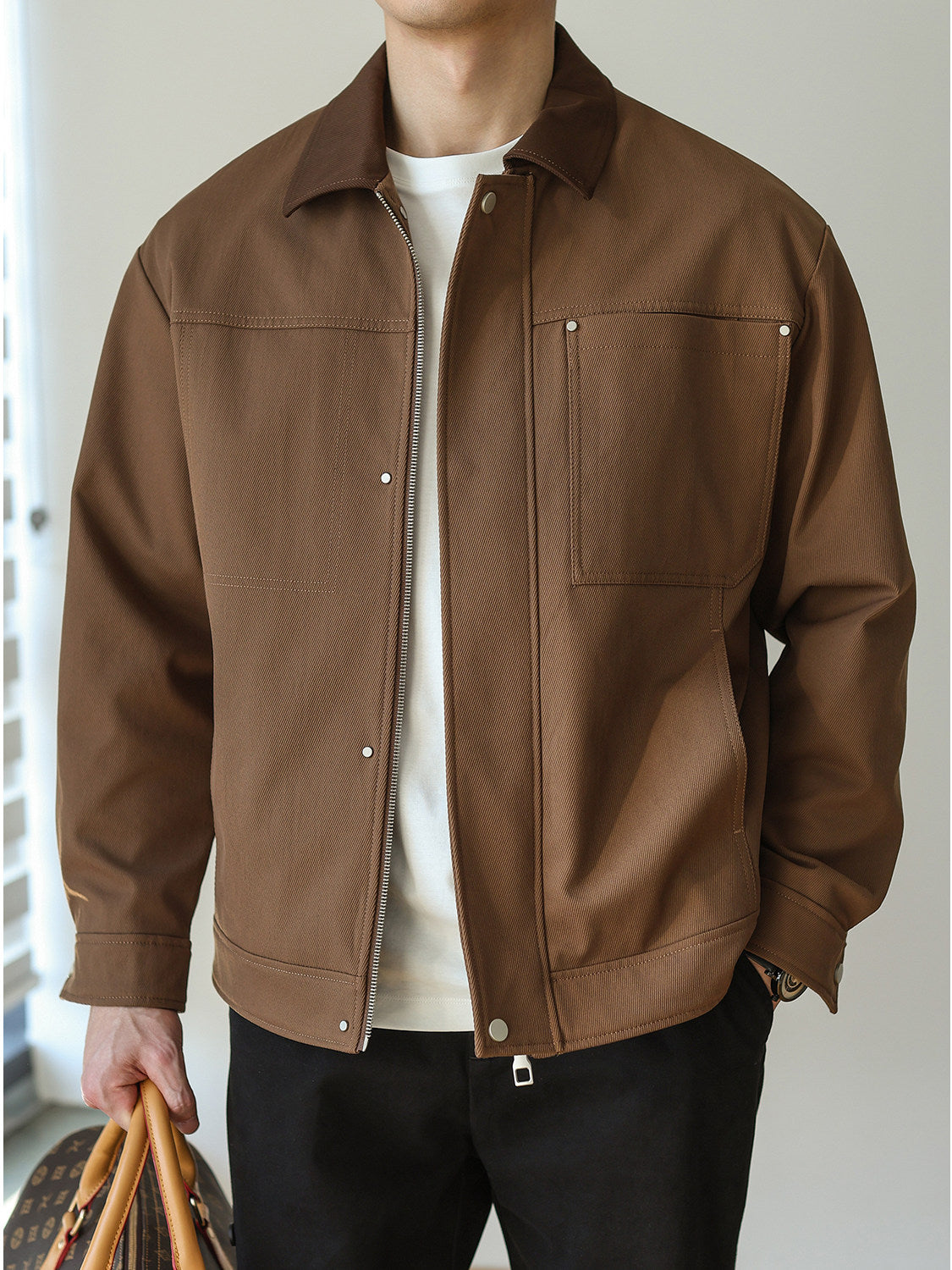 Retro Color Block Lapel Jacket