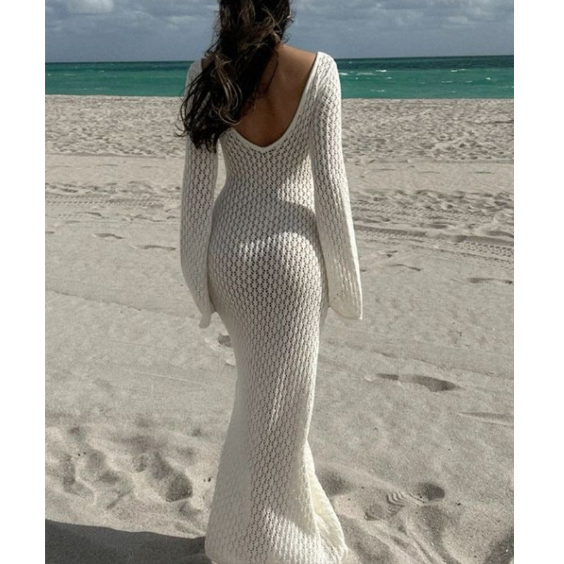 Sheer-textured long dress
