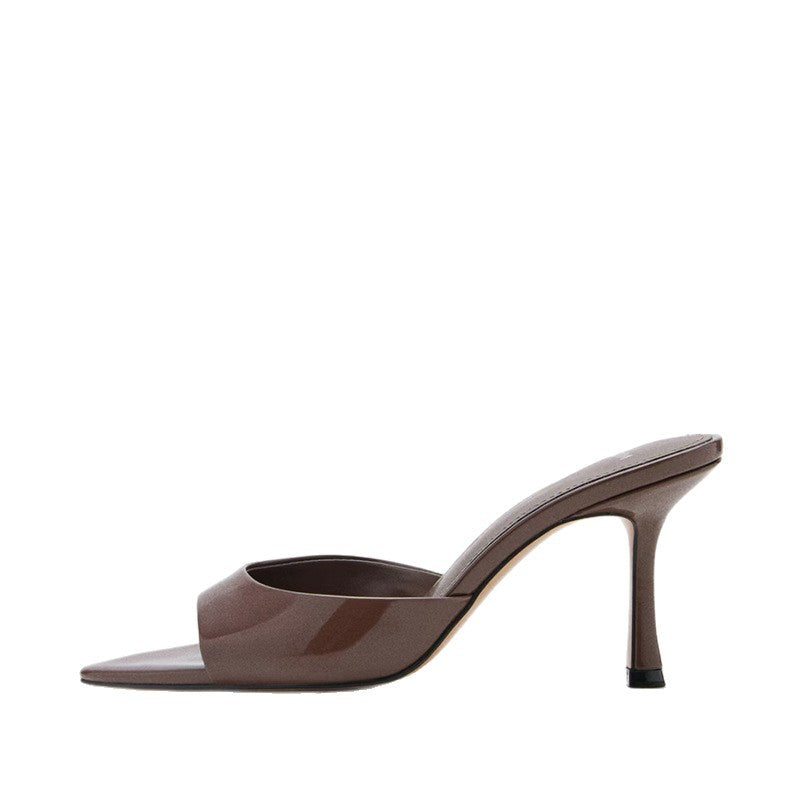 Patent Leather High-Heeled Sandals