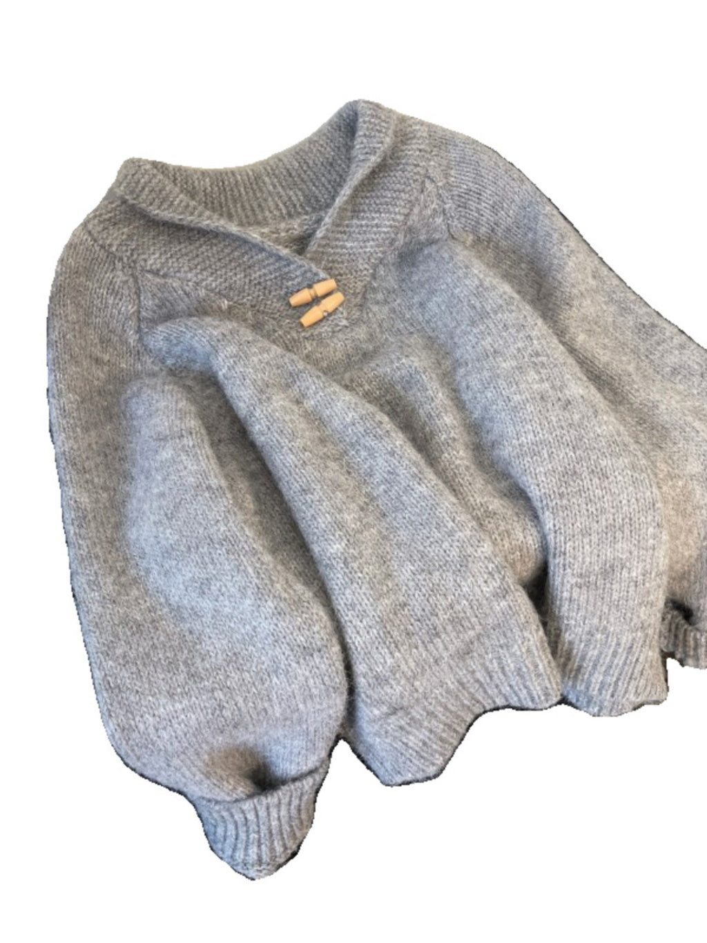 Womens Loose Fit Knit Sweater with Horn Buttons