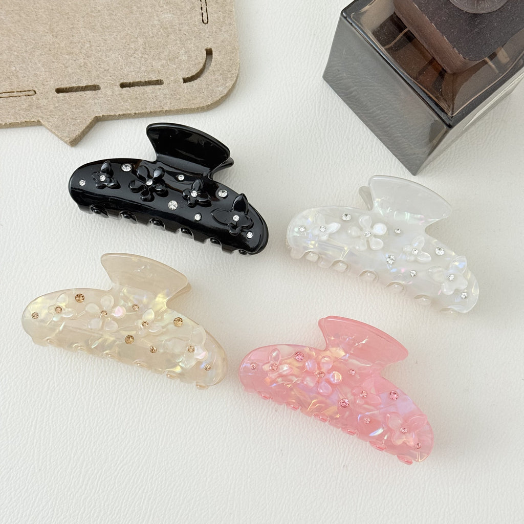 Elegant Diamond Flower Butterfly Hair Clip