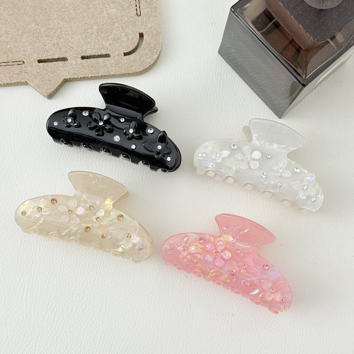 Elegant Diamond Flower Butterfly Hair Clip