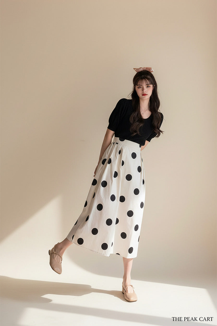 Womens Polka Dot Dress with T-shirt Set