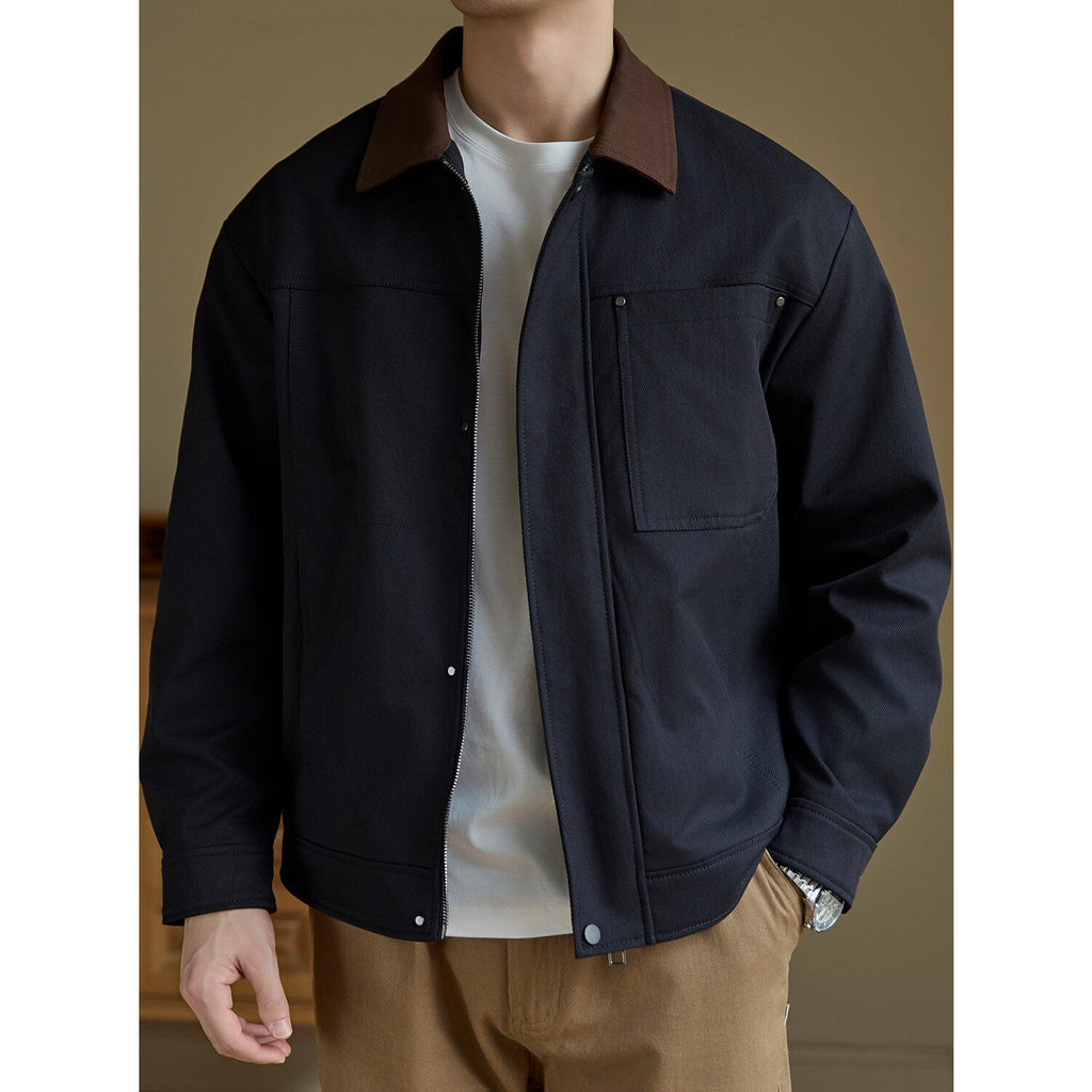 Retro Color Block Lapel Jacket
