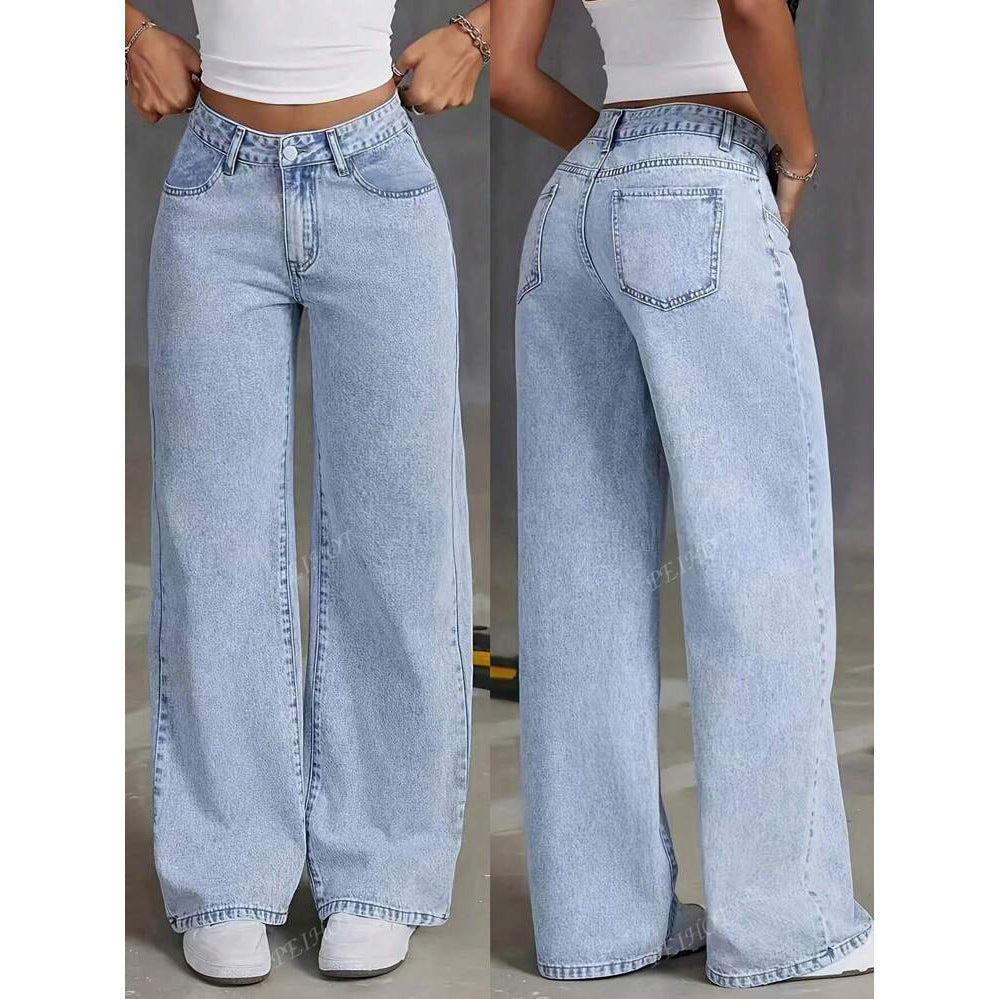 Womens High Waist Straight Leg Trousers
