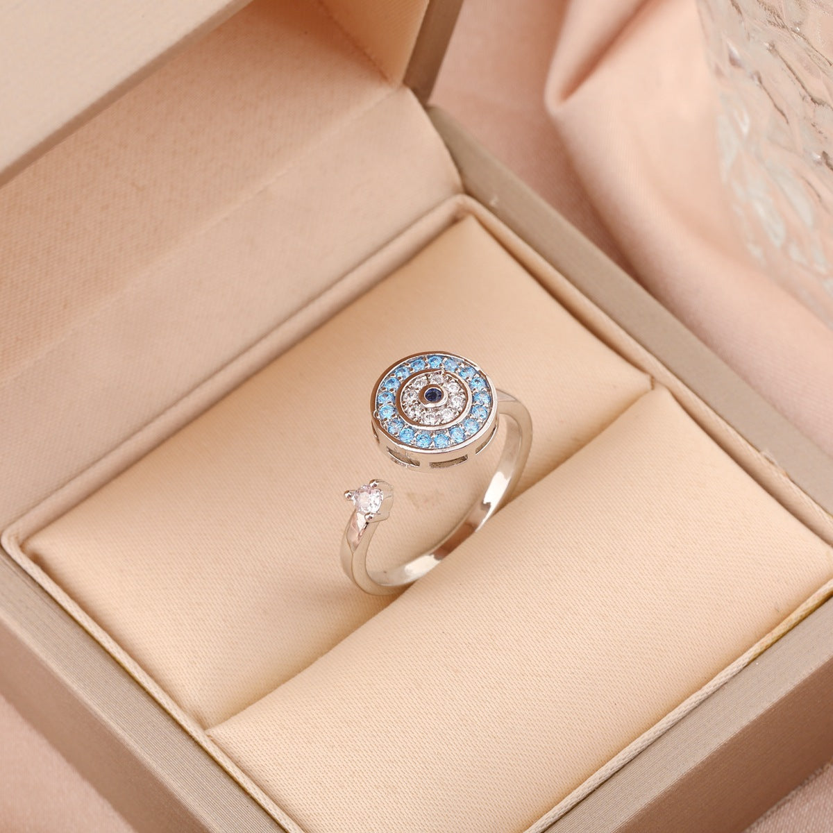 Adjustable Spinning Zircon Copper Ring