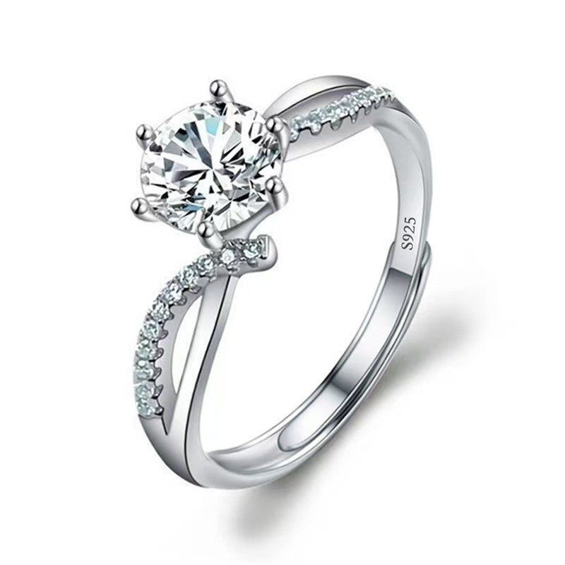 Radiant Hearts Diamond Simulant Adjustable Ring