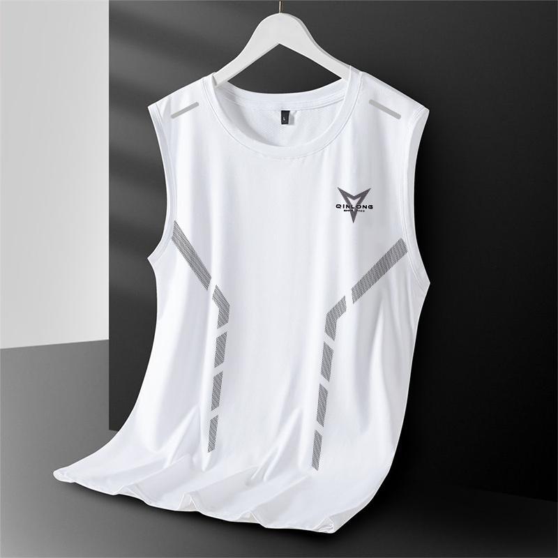 Men's Quick-Dry Mesh Sports Vest with Geometric Patterns