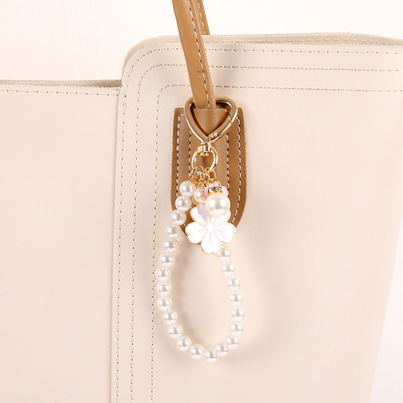 Pearl necklace pendant bag charm