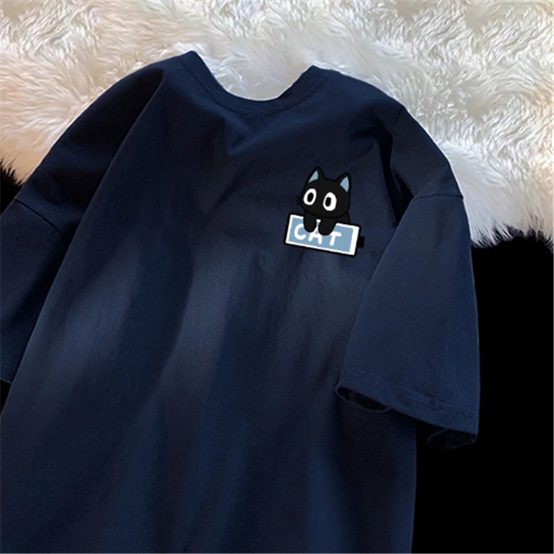 Uni-Sex Heavyweight Cotton T-Shirt with Cute Cat Design