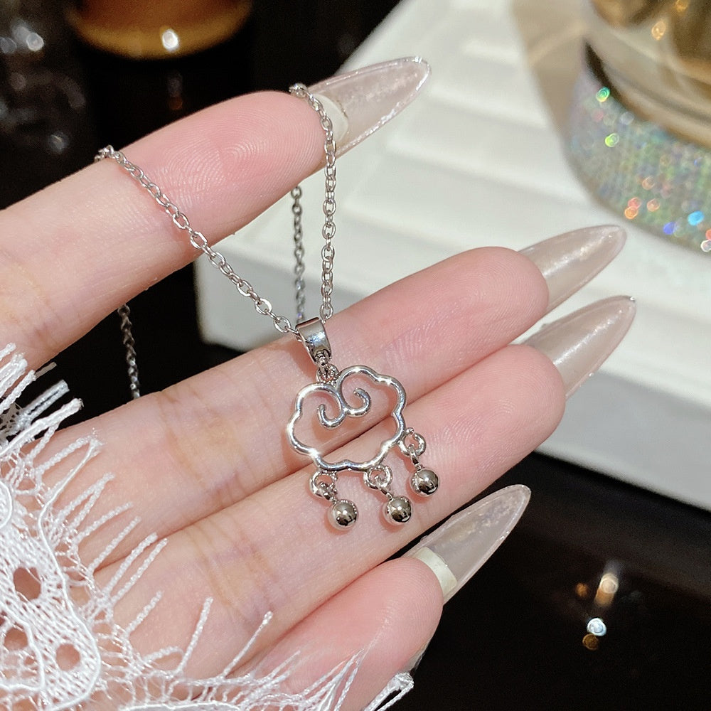 Titanium Steel Zircon Necklace with Geometric Pendant