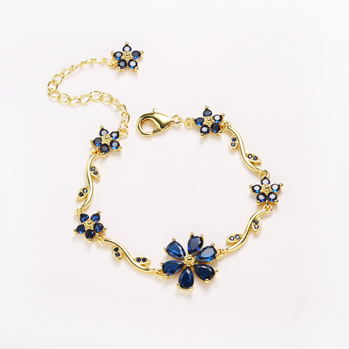 Floral Copper Inlaid Diamond Bracelet