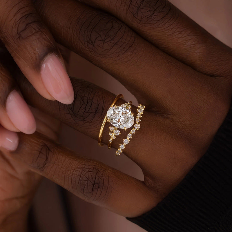 Geometric Zircon Stackable Ring Set