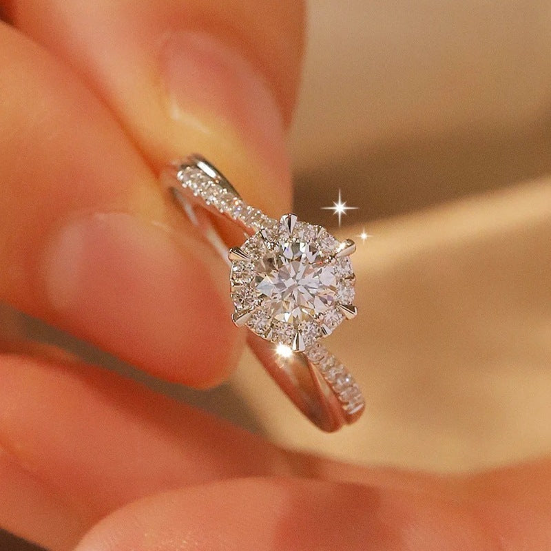 Radiant Hearts Diamond Simulant Adjustable Ring
