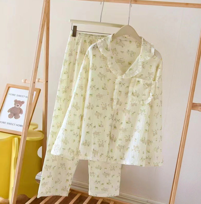 Cotton Pajama Set for Women with Long Sleeve and Pants