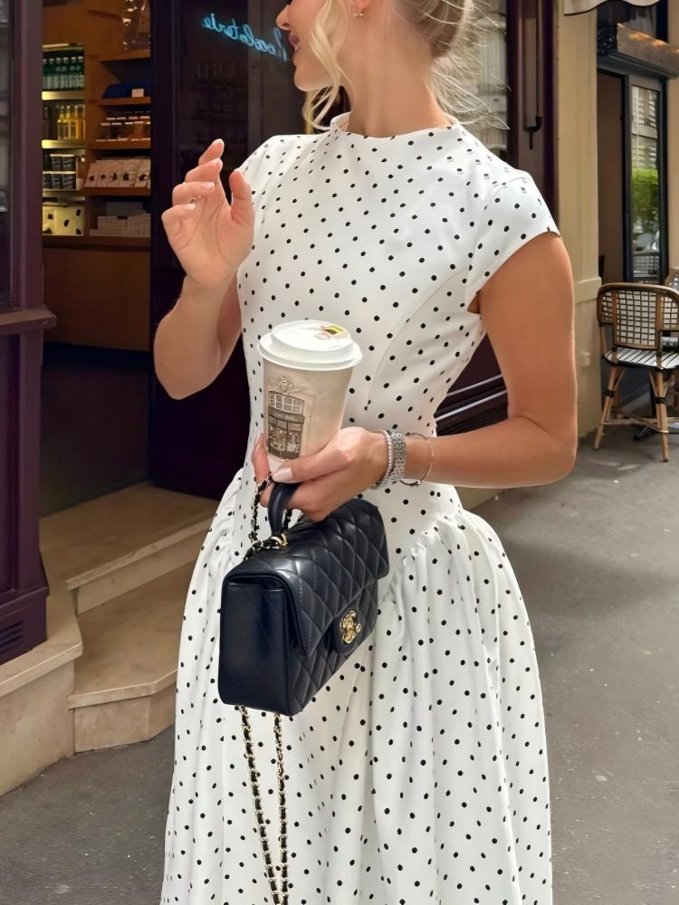 Retro Polka Dot Long Dress