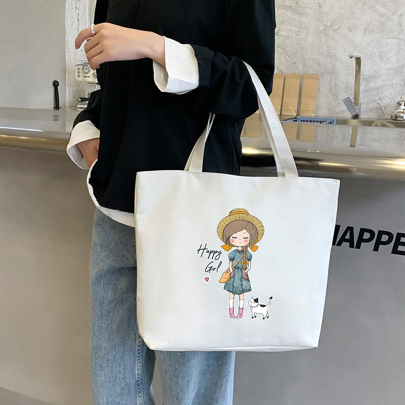 Canvas Tote Bag with Trendy Prints