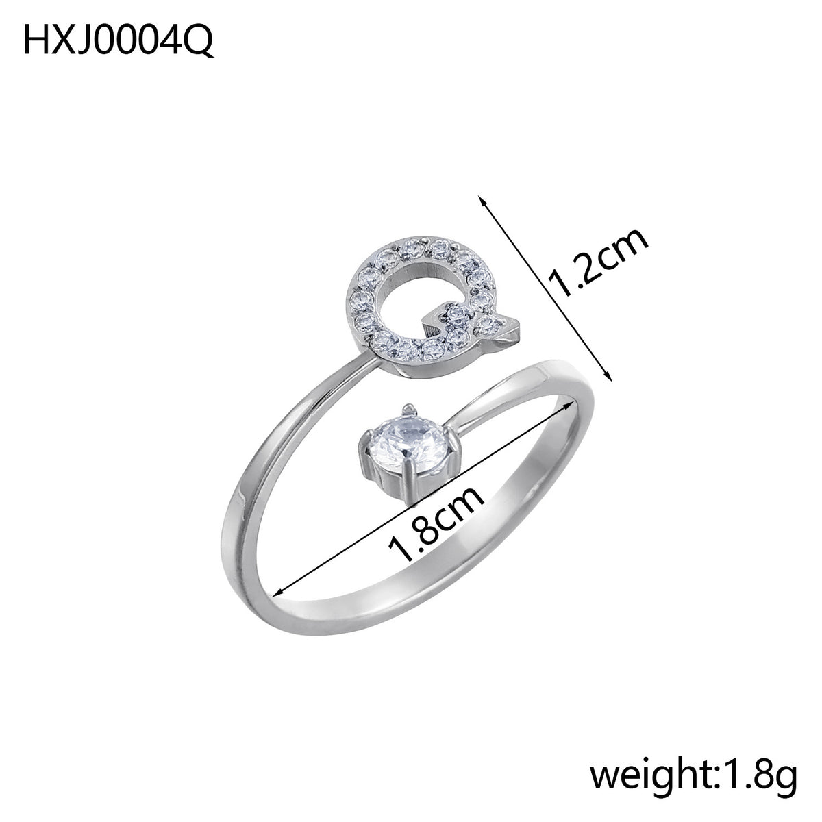 Letter Open Ring with Diamond Accents