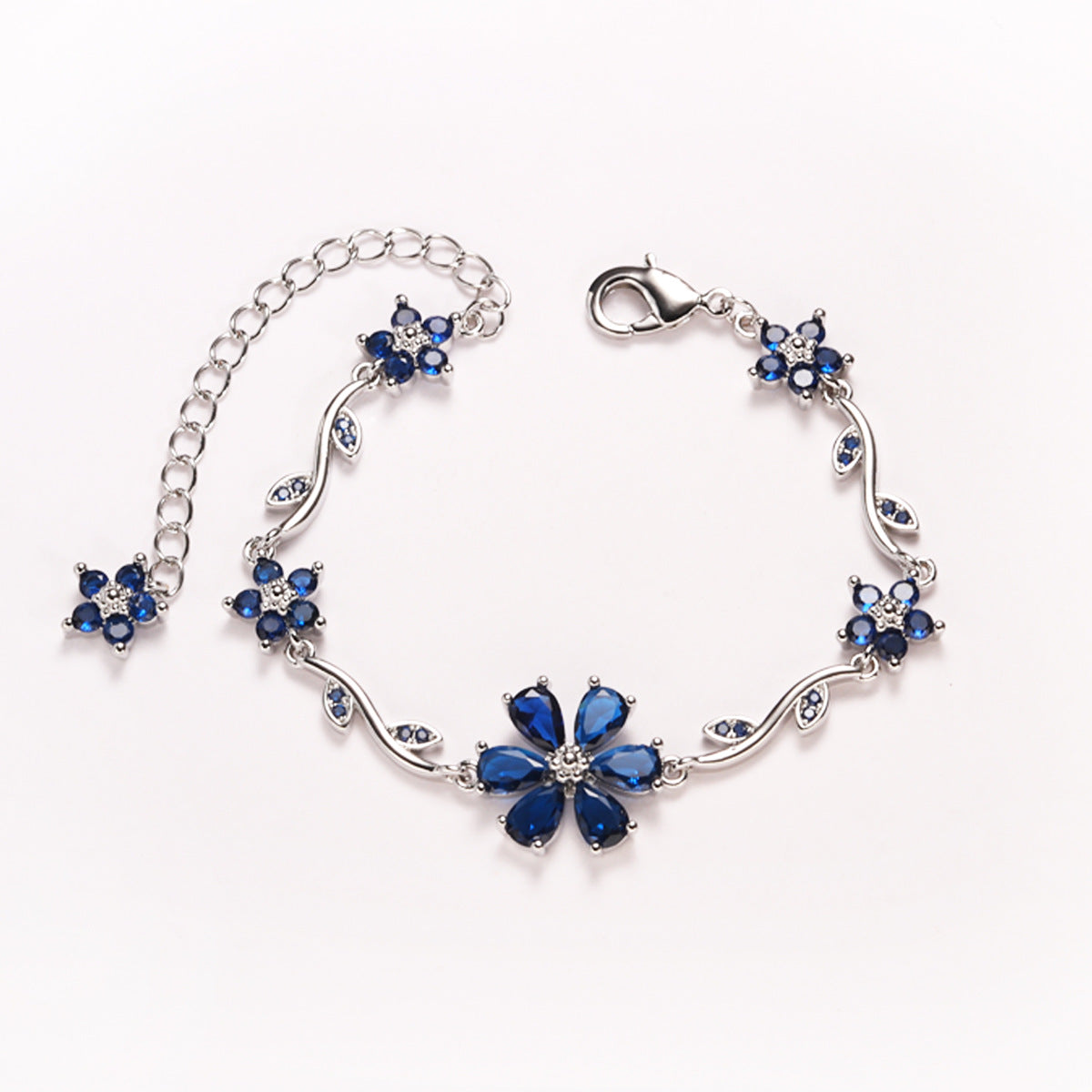 Floral Copper Inlaid Diamond Bracelet