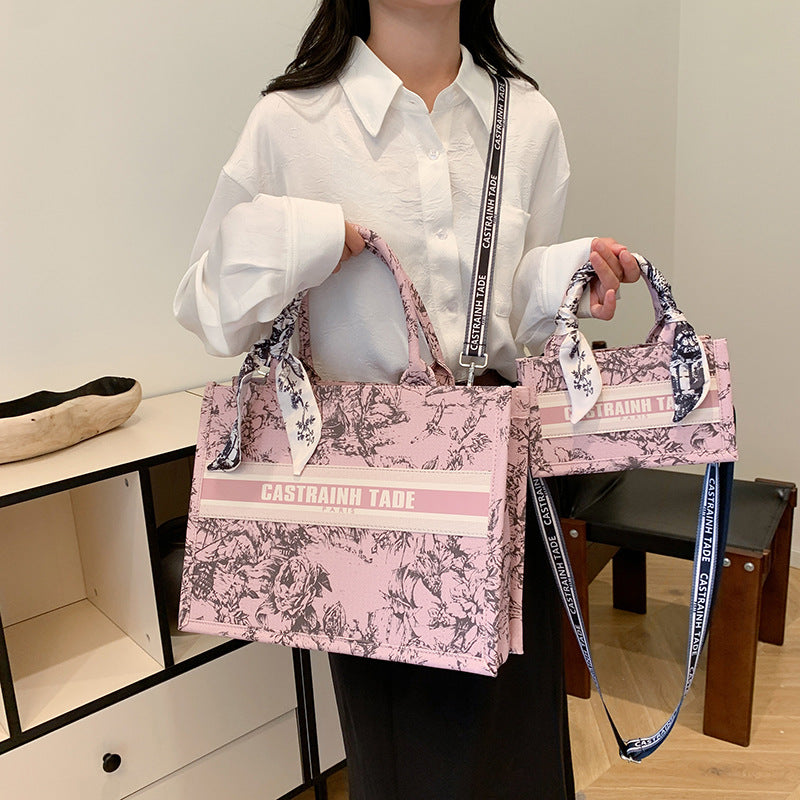 Letter Print PU Tote Bag