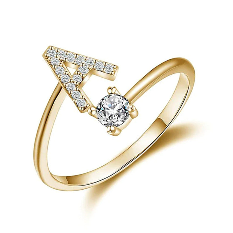 Letter Open Ring with Diamond Accents