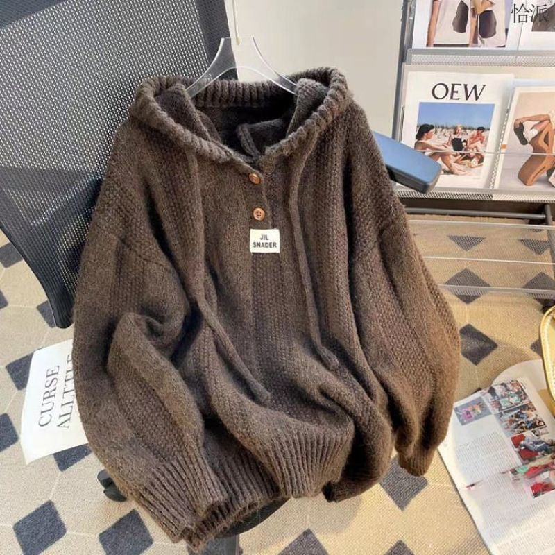 Loose Hooded Knit Sweater