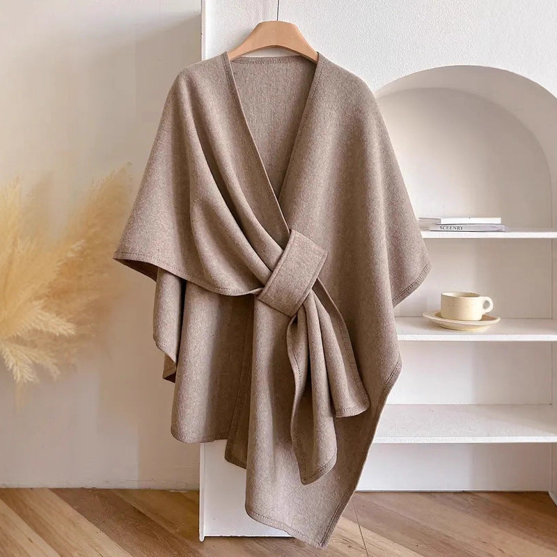 Women's Cross Front Woolen Cloak
