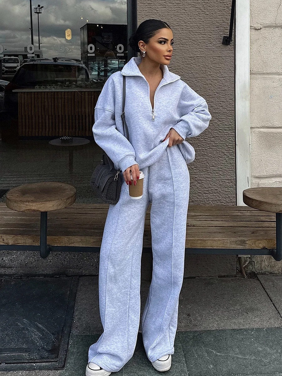Casual Pullover Sweatshirt and Pants Set