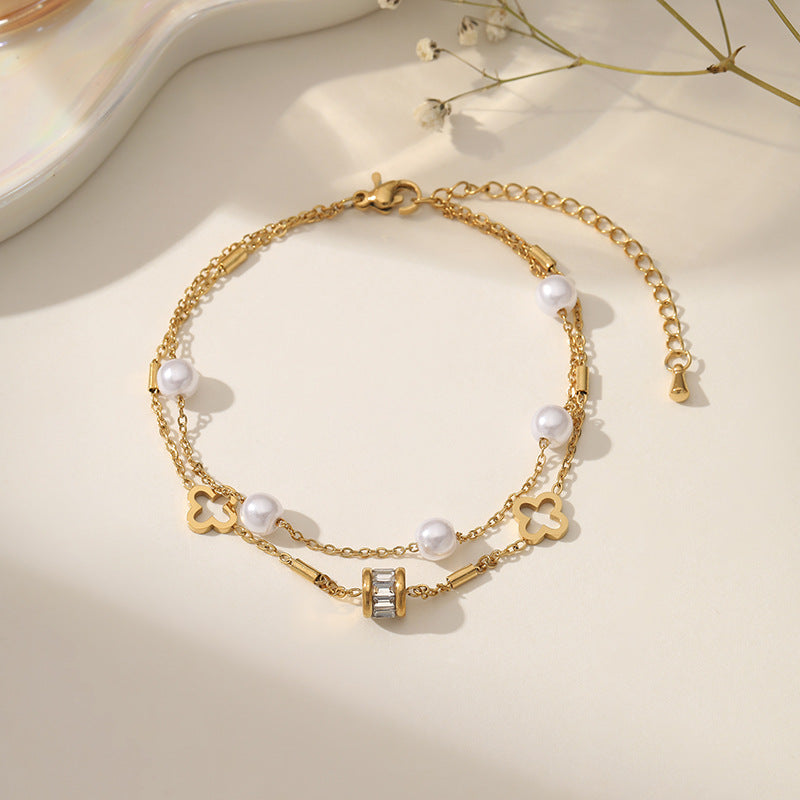 Fashion Titanium Steel Ankle Chain with Tassel