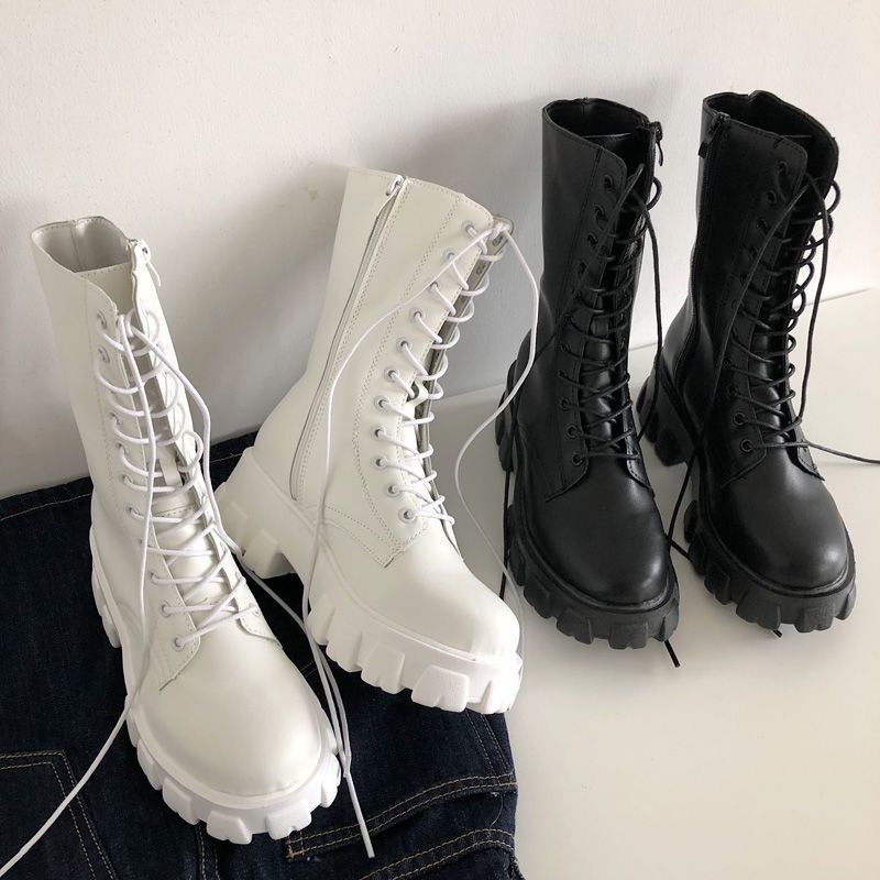 Platform Lace-Up Ankle Boots