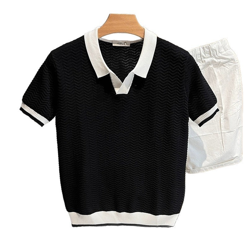 Mens Knitted Casual Polo Shirt