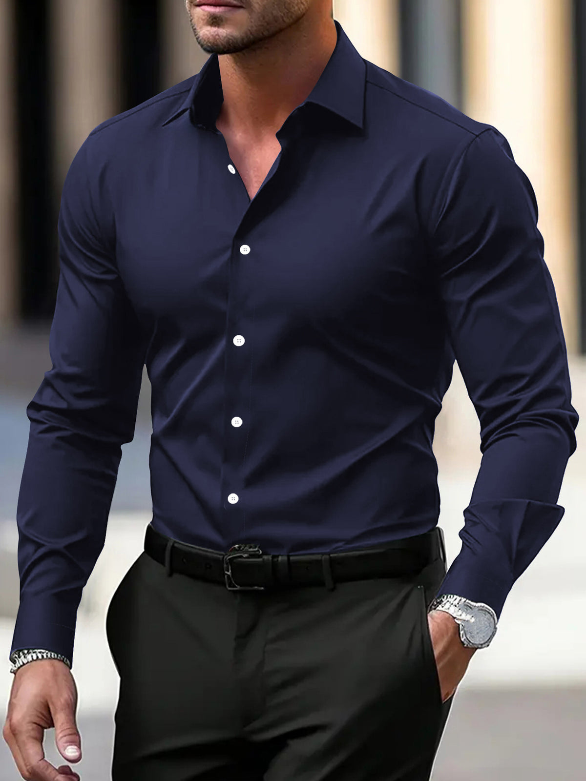 Men's Long Sleeve Cotton Blend Shirt