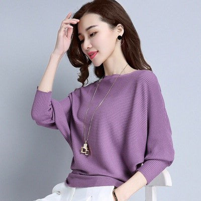 Solid Color Pullover Short Long Sleeve Knit Base Shirt