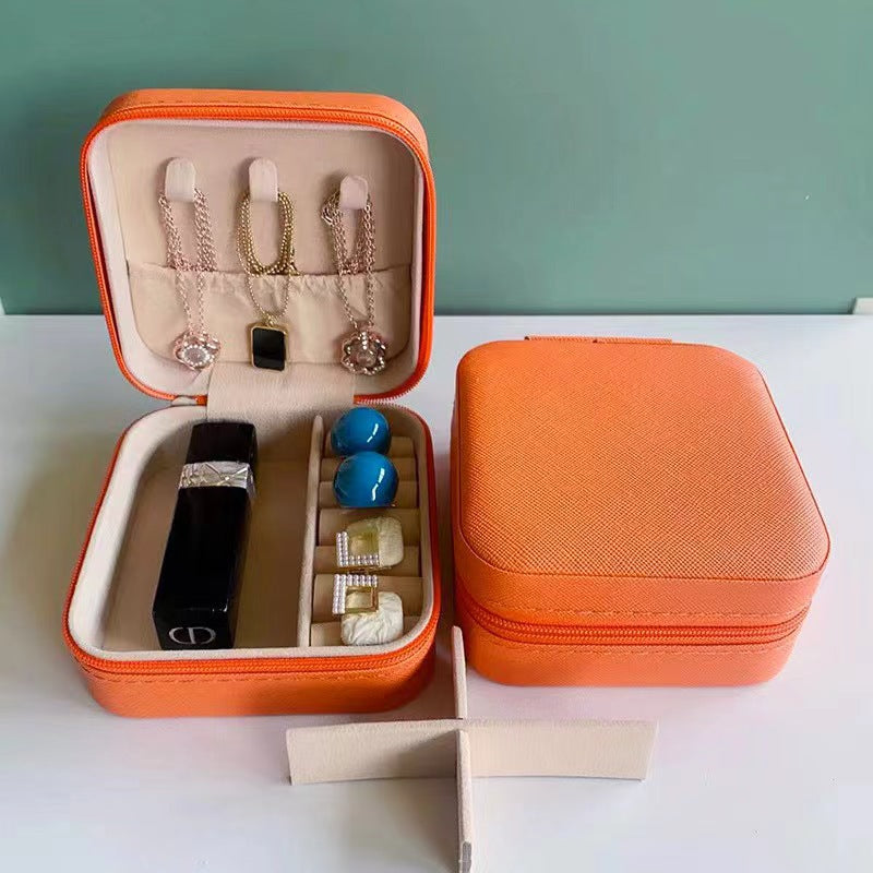 Portable Leather Jewelry Storage Box
