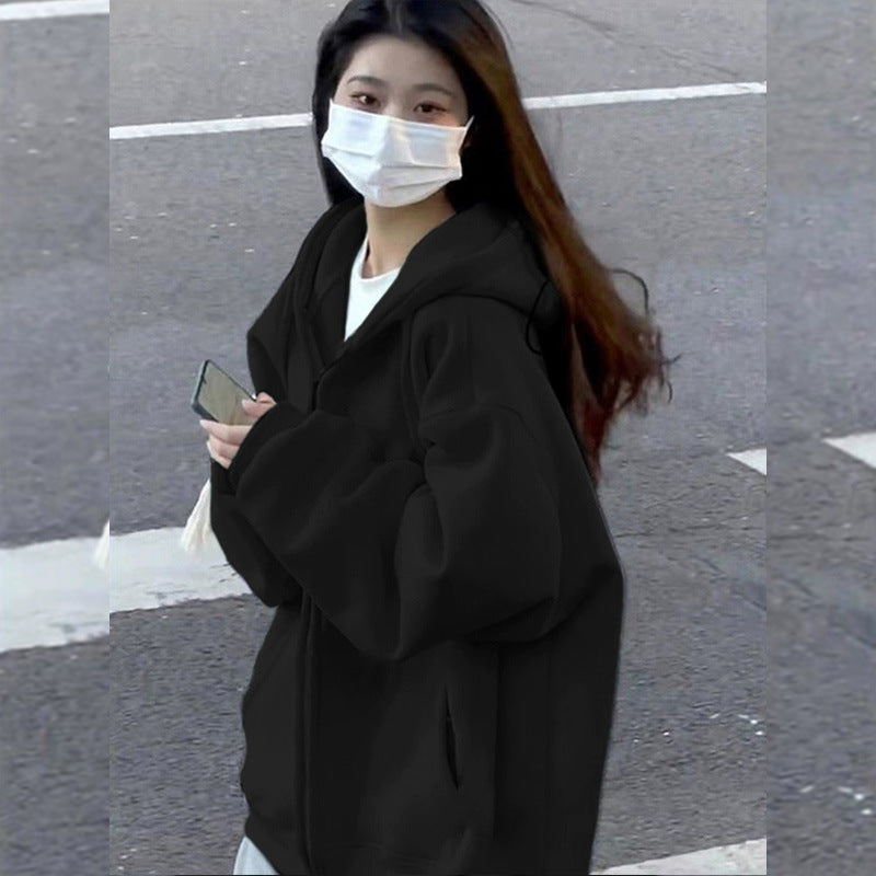 Womens Loose Fit Hooded Jacket