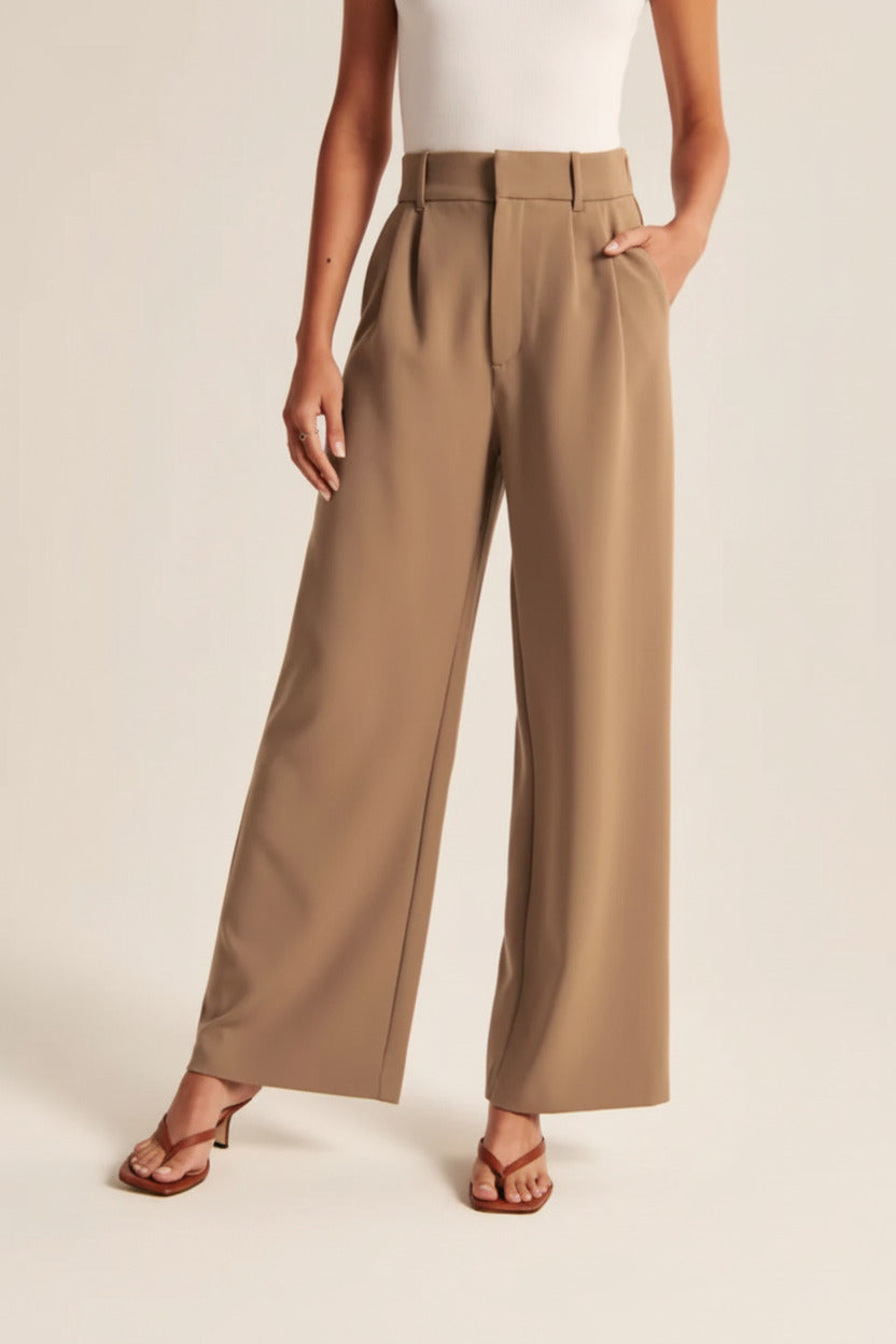 Womens High Waist Wide Leg Trousers