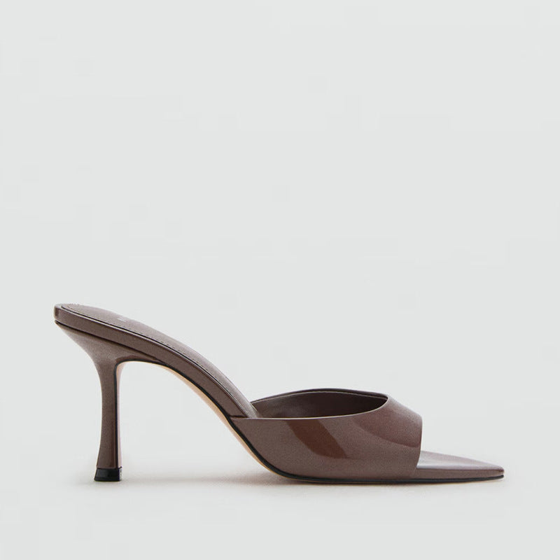 Patent Leather High-Heeled Sandals